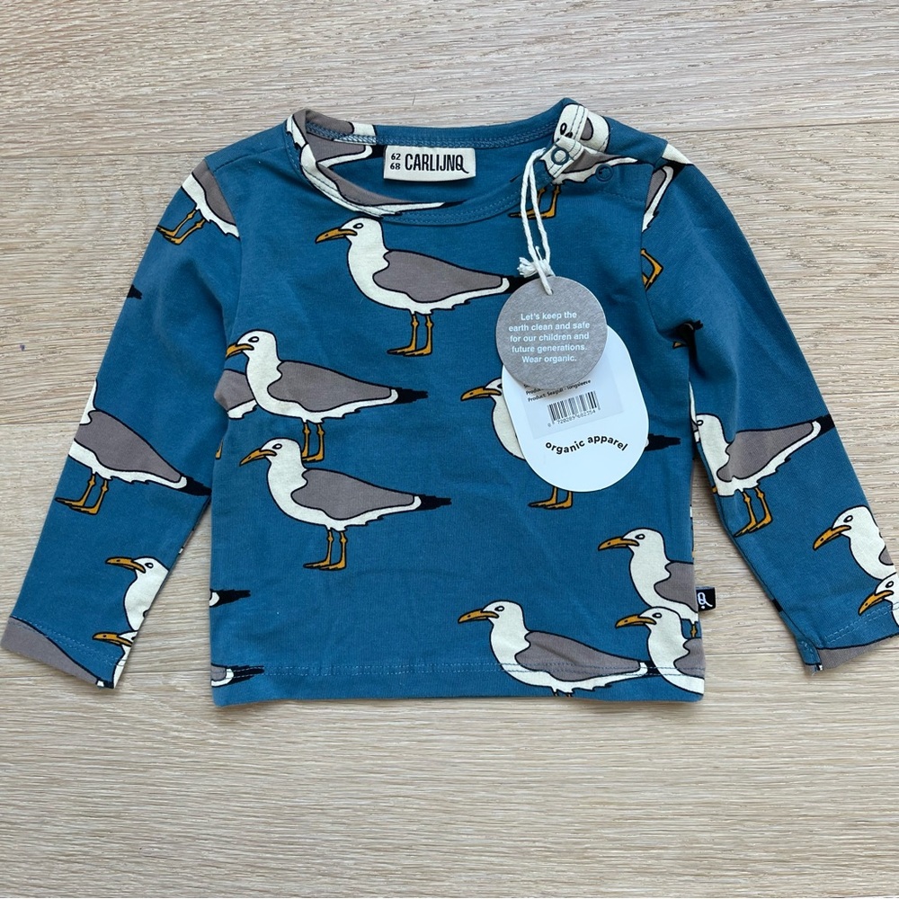 CarlijnQ Seagull Print Organic Cotton Top 62/68 NWT